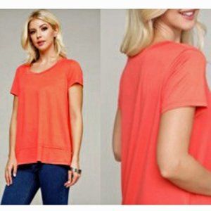 Coral Short Sleeve Top/Blouse with 3/4 Sleeves